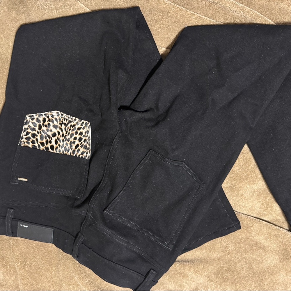 Black Jeans with Leopard Print Pocket